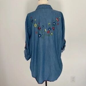 Chambray reimagined hand crafted embroidered top